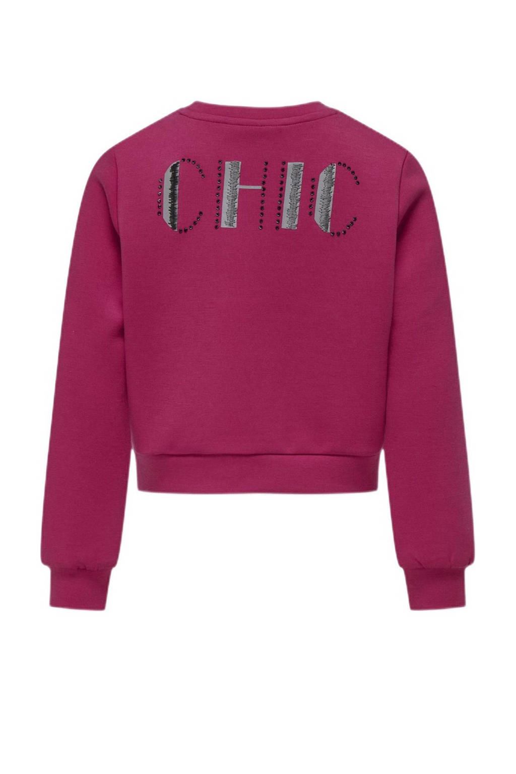ONLY sweater KOGMAYRA met backprint donker fuchsia