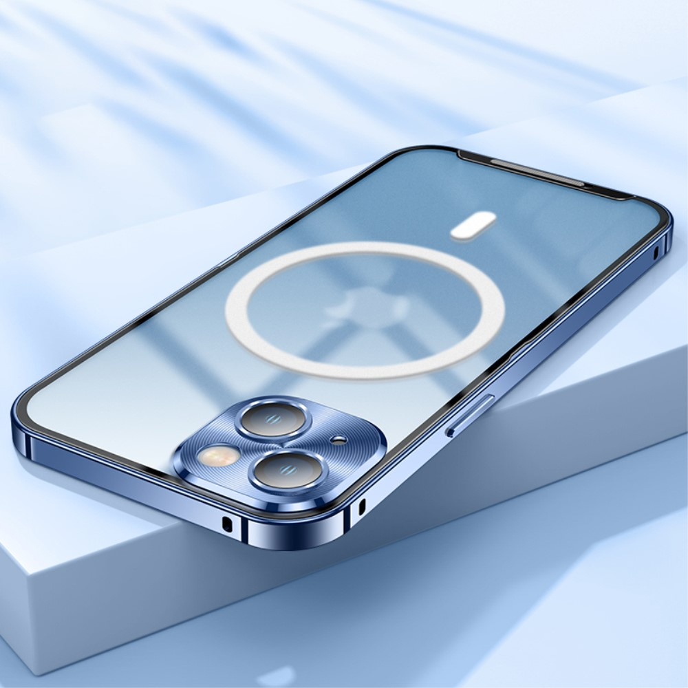 iPhone 14 MagSafe Alu Schutzhülle mit Panzer Glas Backcover   Kameraschutz - Gold