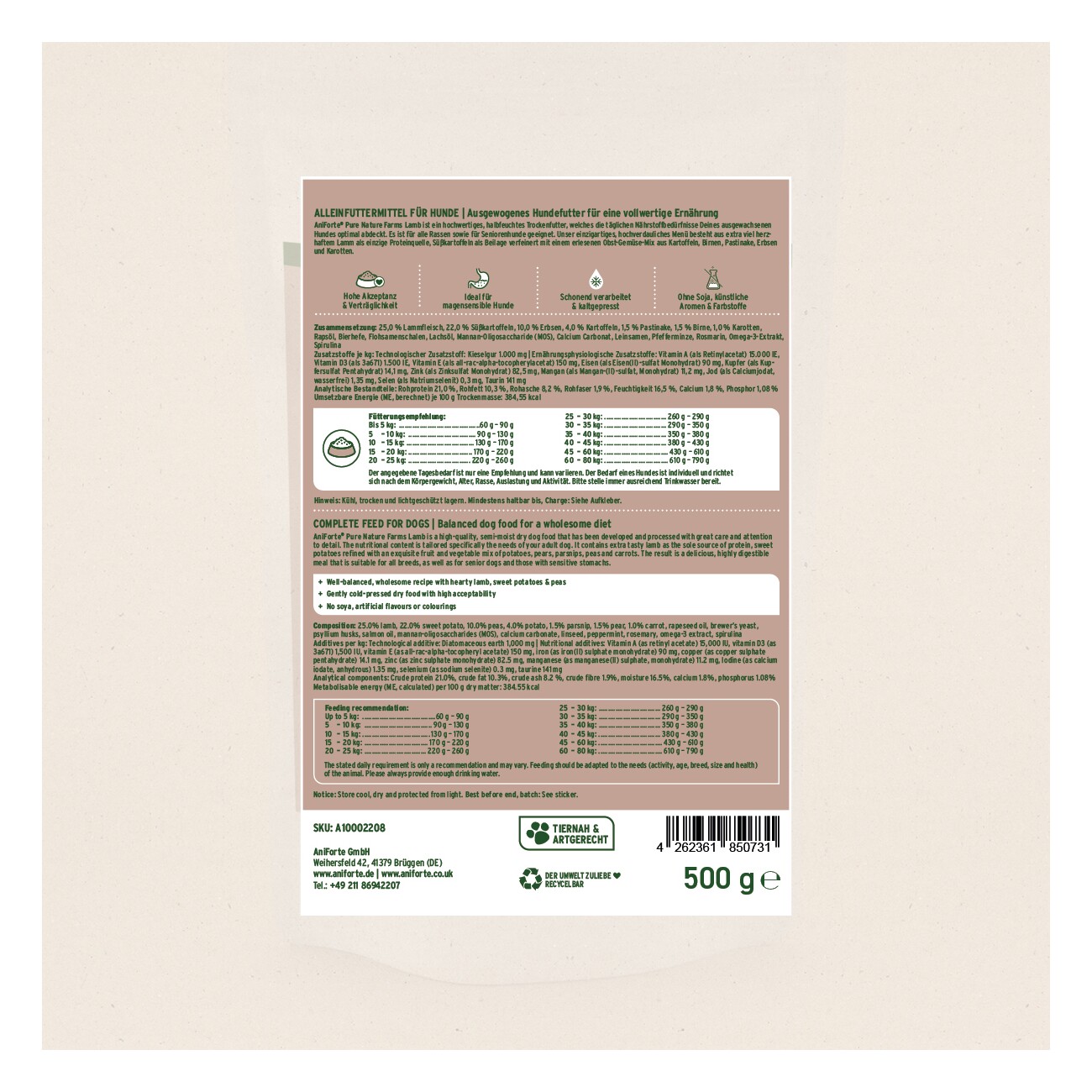 AniForte Halbfeuchtes Trockenfutter Probierpaket 4 x 500g