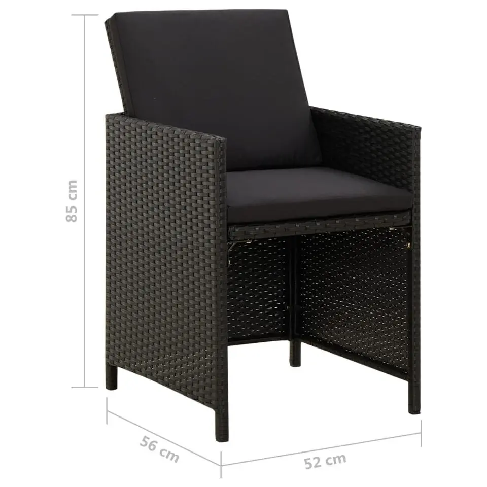 vidaXL - Buitenstoel - Zwart - Poly rattan - 4 stuks