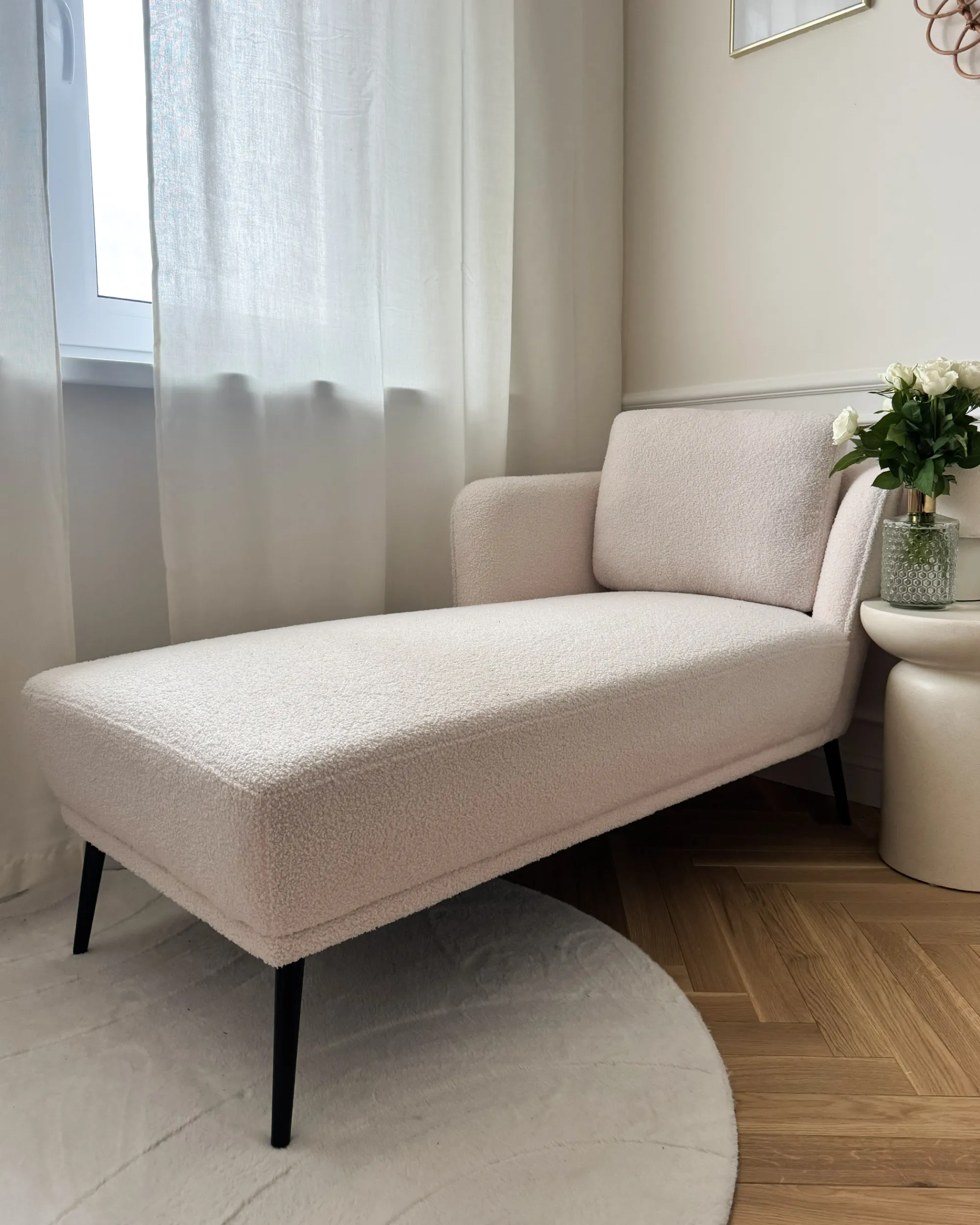 Rechtszijdige chaise longue ARTHEZE Bouclé Gebroken wit