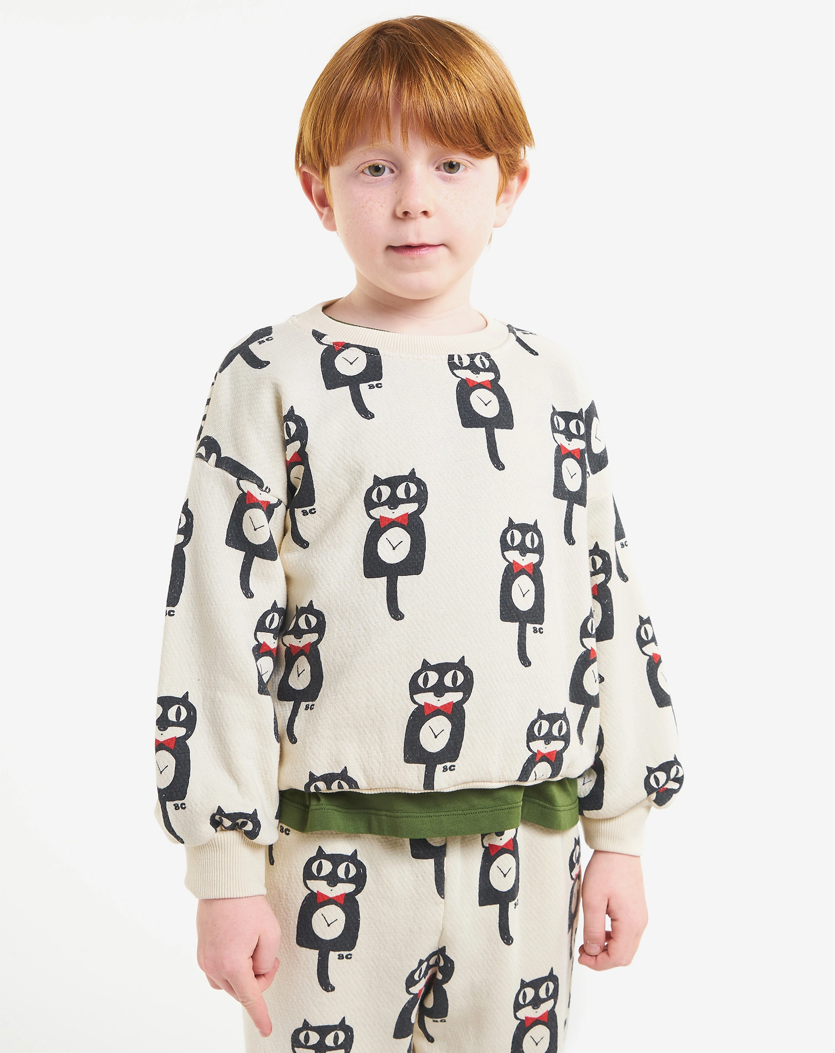 Sweatshirt CAT O'CLOCK AOP in beige