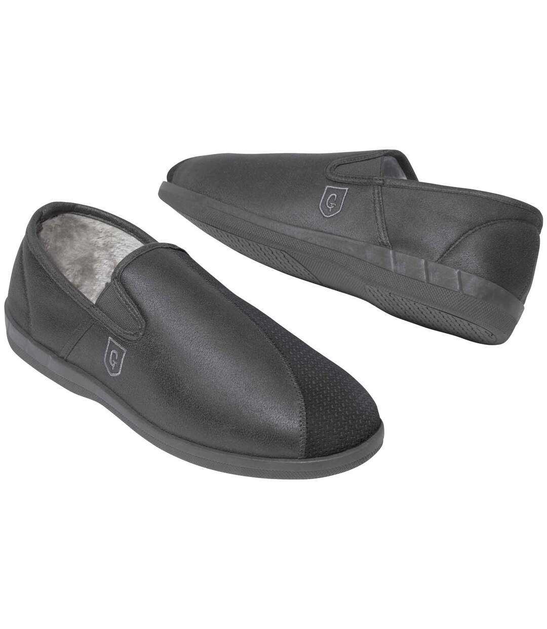 Chaussons Homme Bi-Matière Doublés Polaire