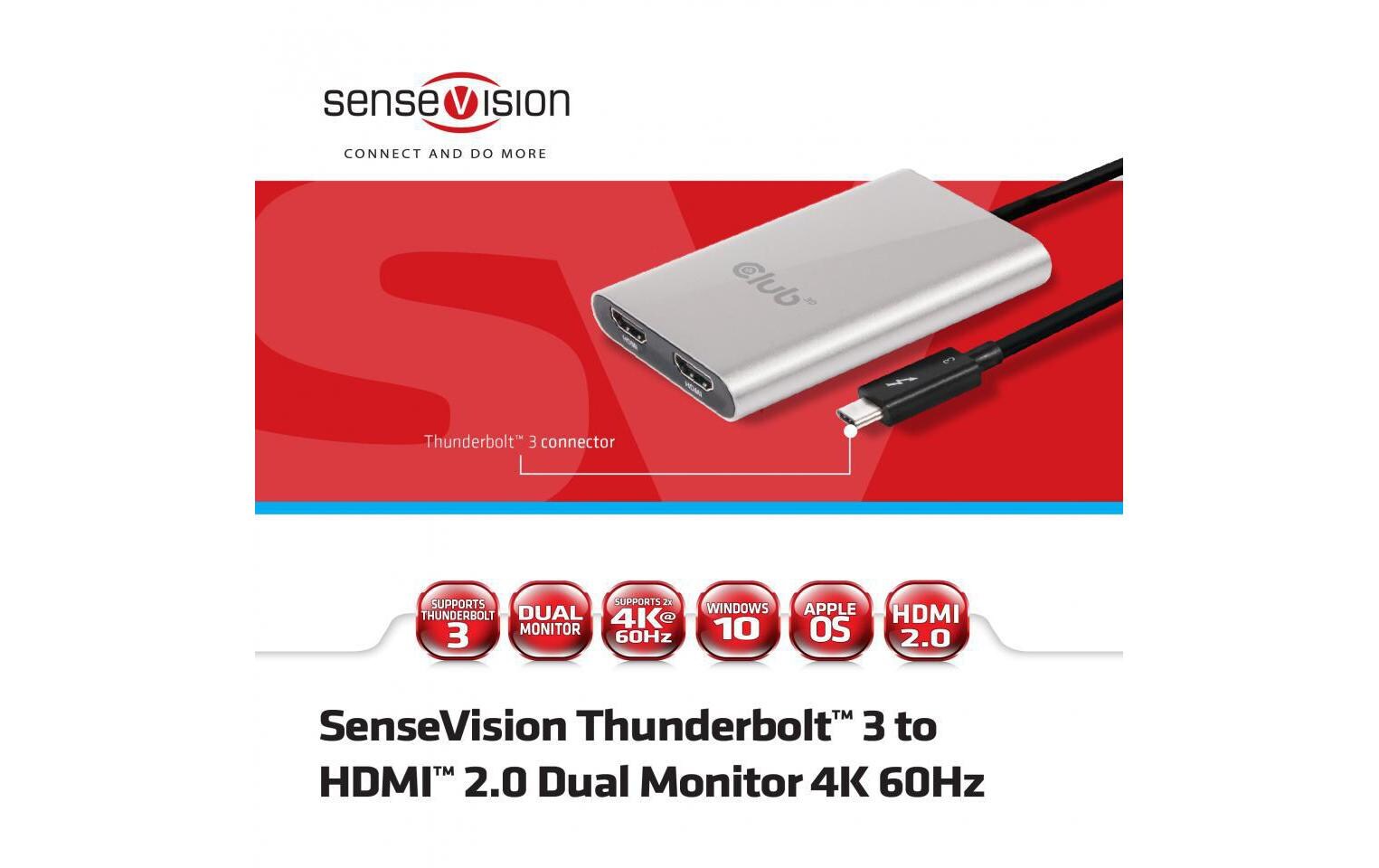 Adapter CSV-1574 Thunderbolt 3 - HDMI<br>Dual Monitor 4K 60Hz Thunderbolt 3 auf HDMI 2.0 Adapter