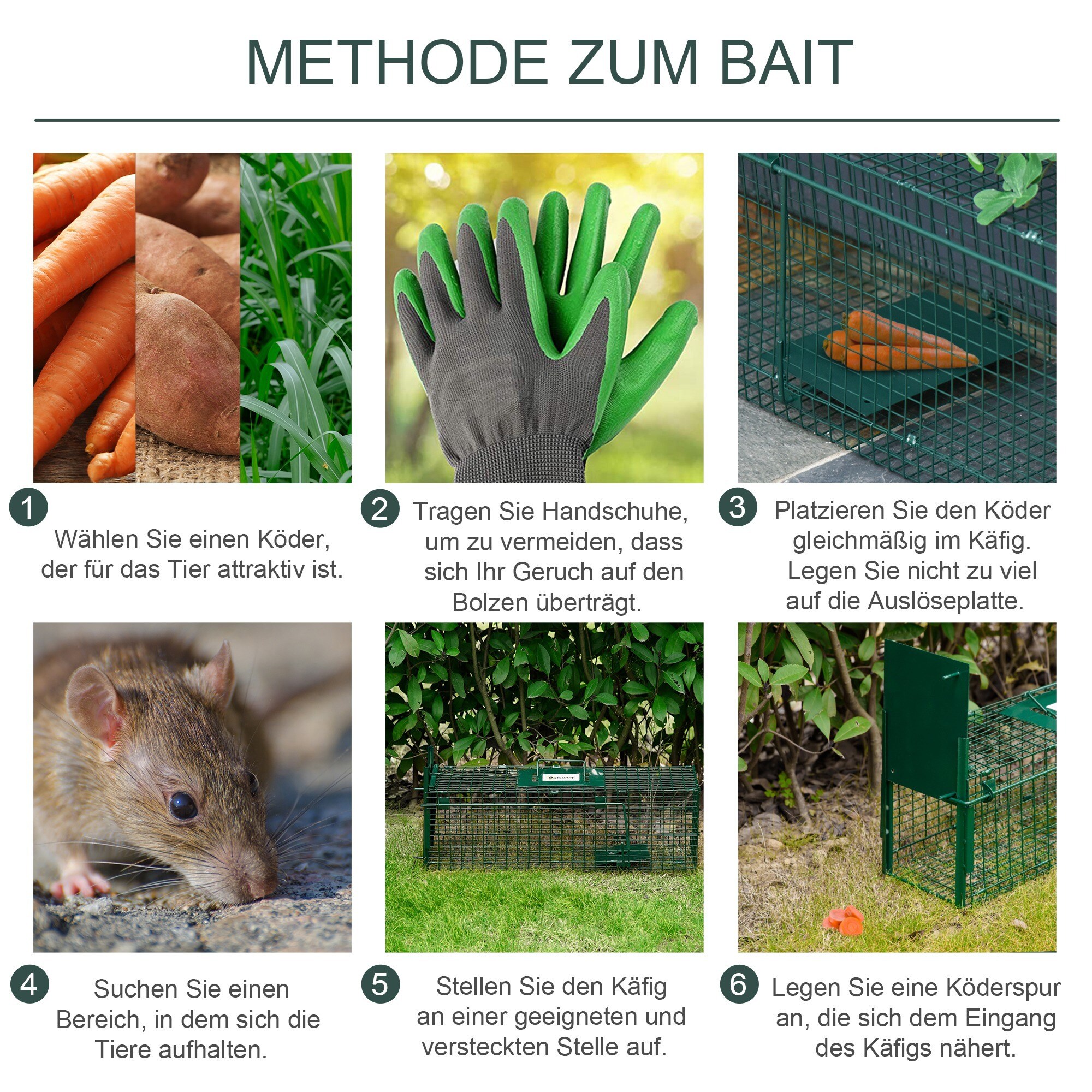 Outsunny Lebendfalle mit Tür grün 60L x 18B x 20H cm