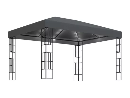 Tonnelle avec guirlande lumineuse à LED 3x4 m Anthracite