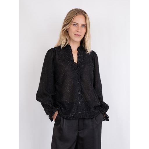 Neo Noir Brielle Glitter Bluse, Sort, 34