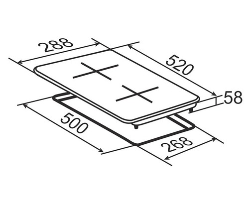 Domino kookplaat PKM 28,8 x 52 cm 2 kookzones EB-DCF-2X