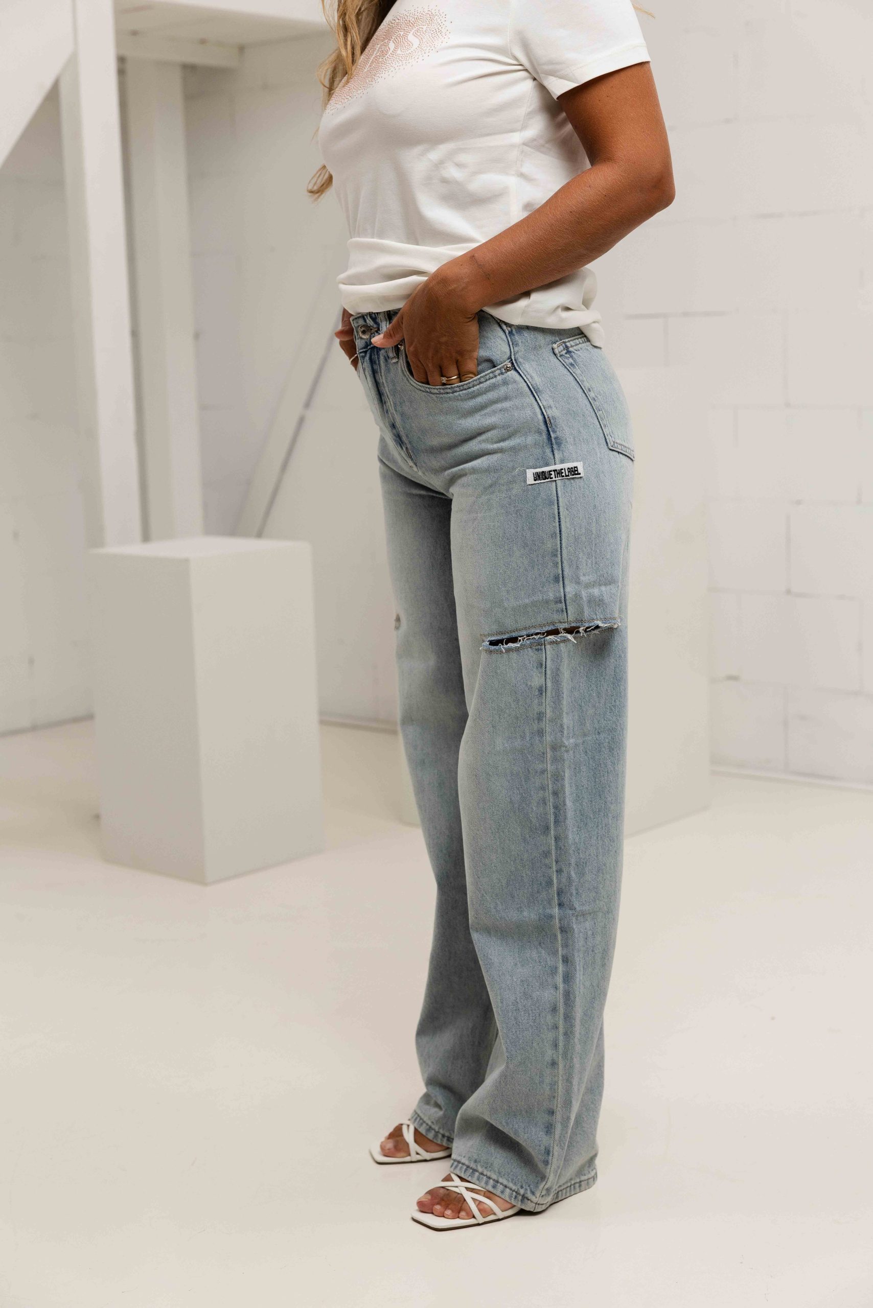 Unique The Label June Wide Leg Jeans Dames Lichtblauw