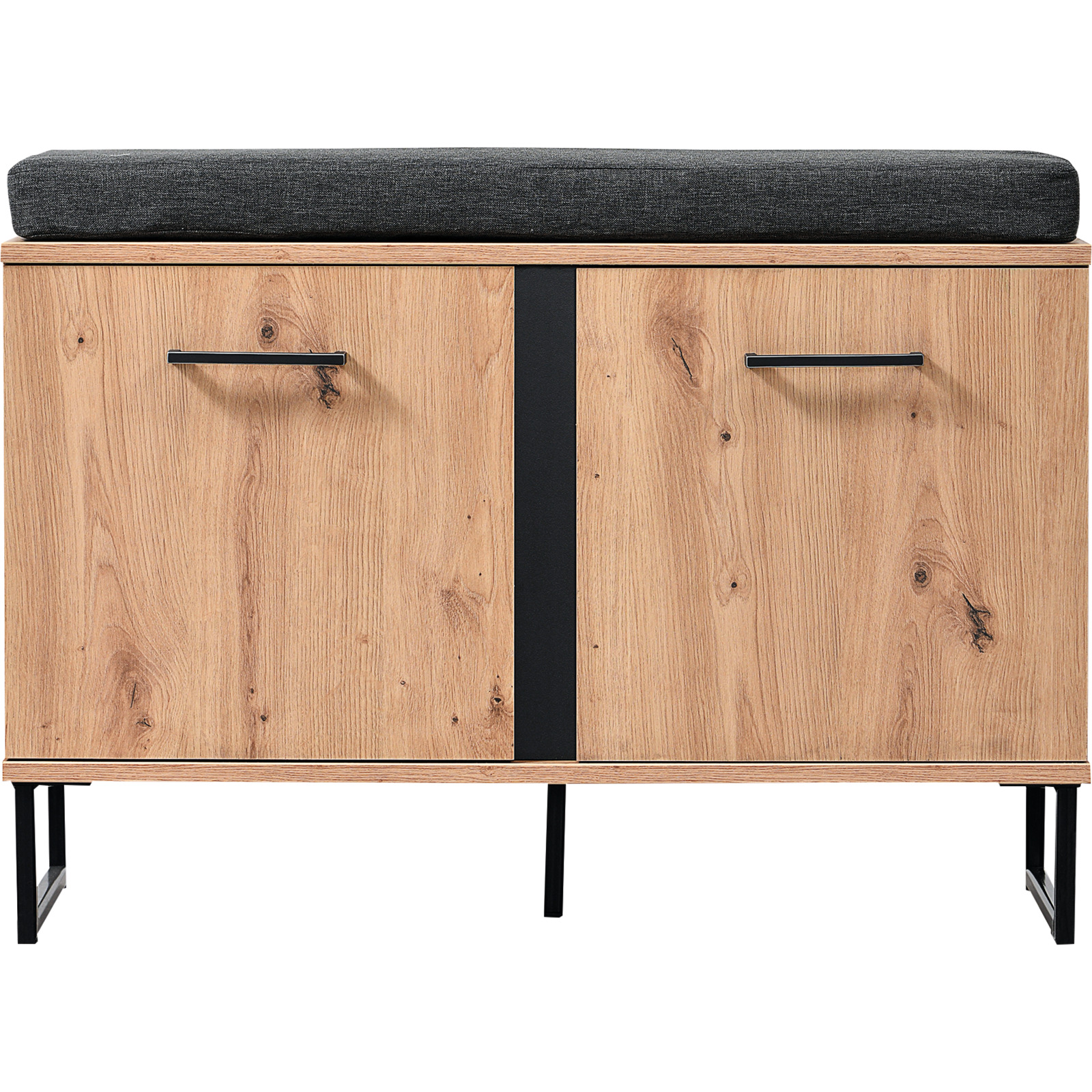 Garderobenbank Sardinia Melamin Artisan schwarz 84.5 x 59.5 x 35 cm