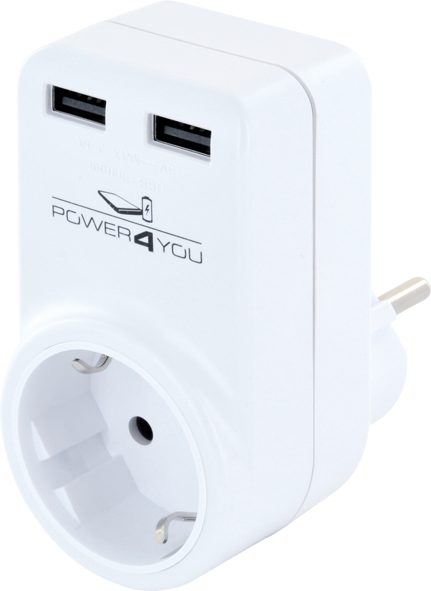 Schwaiger 230 volt draaibare USB laadadapter