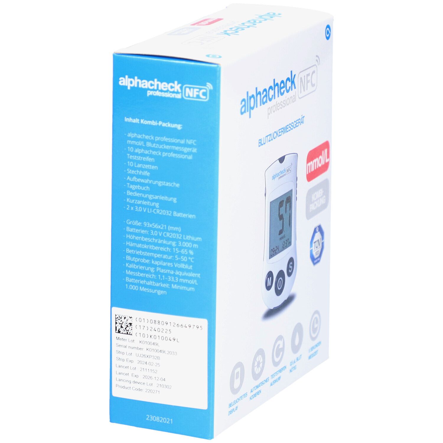 ALPHACHECK® professional Blutzuckermessgerät mmol/l Kombipack