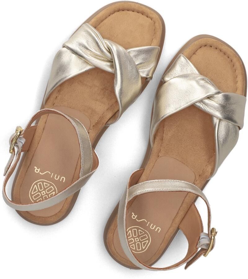 Unisa Dames Platte sandalen Cambel Goudkleurig Leer Platte zool