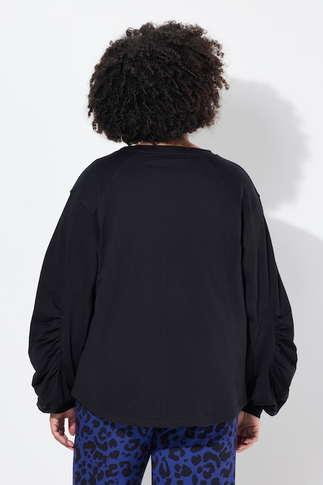 Sweatshirt, A-Linie, geraffter Raglan-Langarm