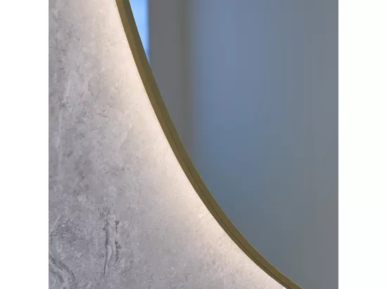 Miroir salle de bain LED ovale 50x70cm anti buée avec cadre doré LB-4646G
