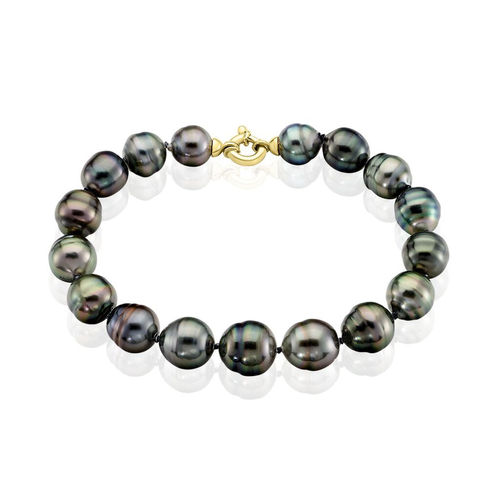 Bracelet Cerclee Or Jaune Perle De Culture De Tahiti