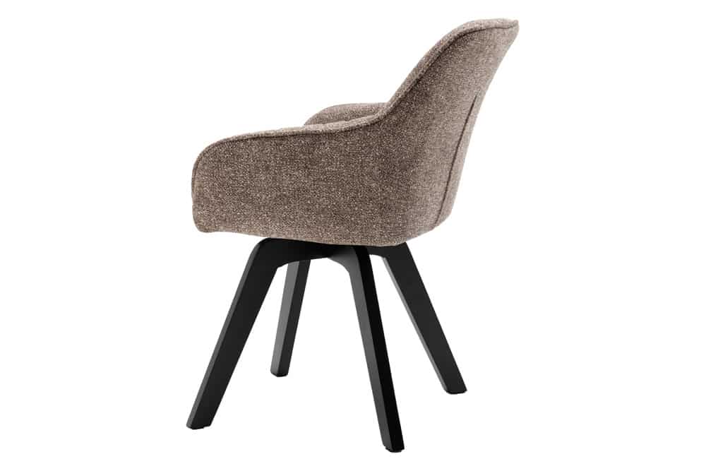 Design Stuhl LIVORNO taupe Strukturstoff schwarz Massivholz drehbar Auto-Return-Funktion