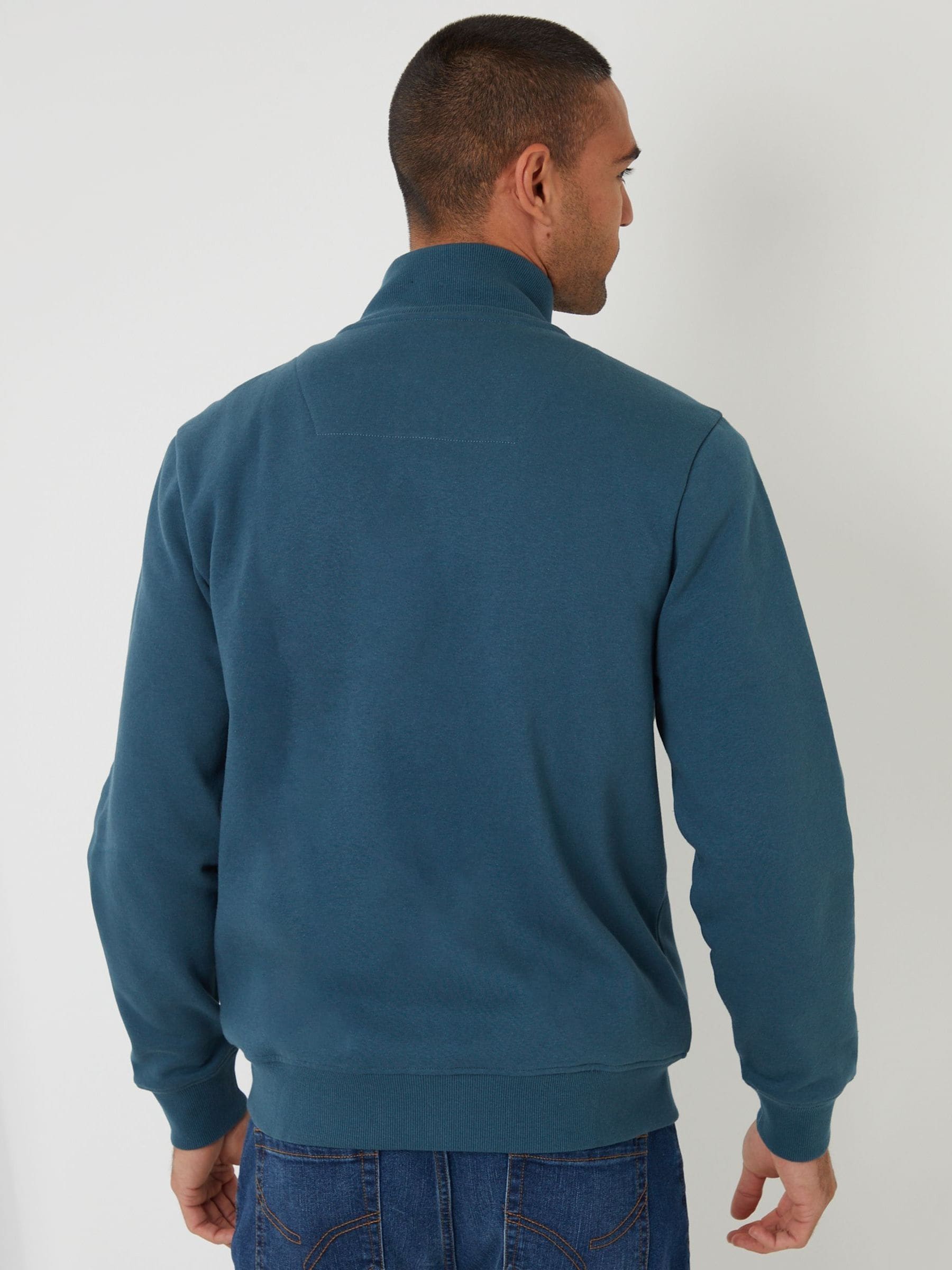 Blauw - Threadbare sweatshirt met trechterkraag en korte rits