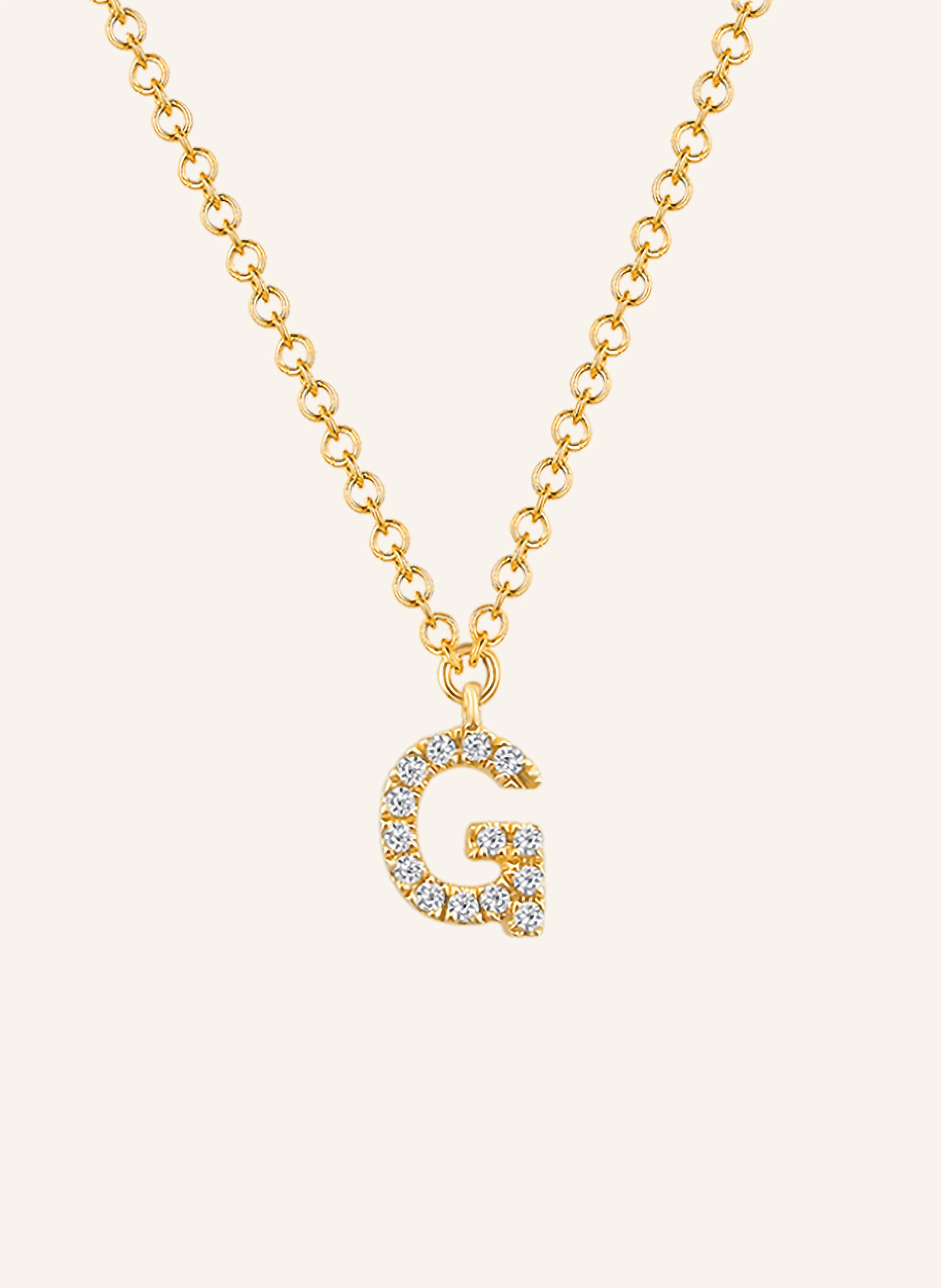 Leaf INITIALIEN Halskette „G“aus 14 Karat Gelbgold mit Diamanten