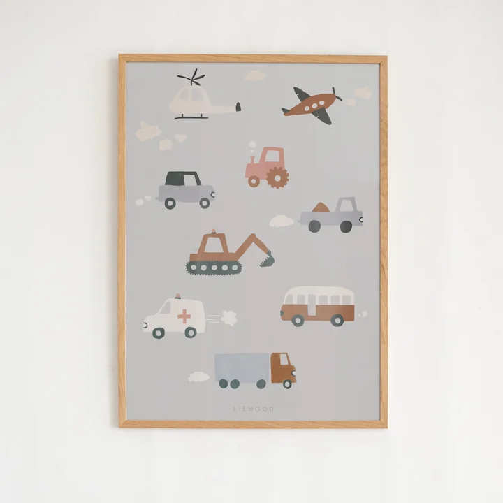LIEWOOD - Beverly Poster, 50 x 70 cm, vehicles / dove blue