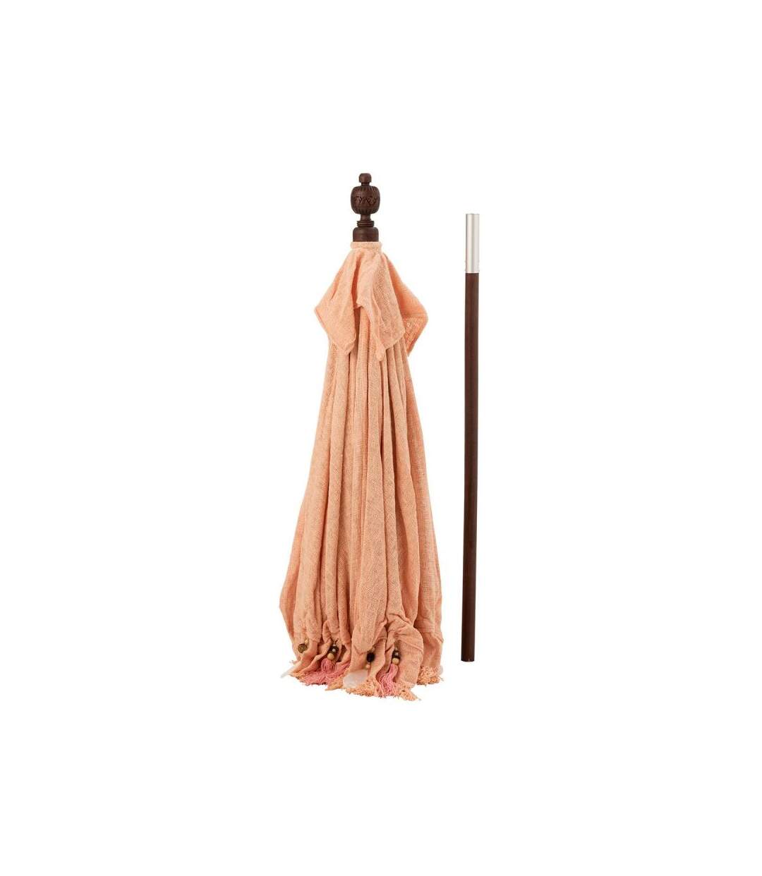 Paris Prix - Parasol Déco pompons & Coquillages 250cm Saumon