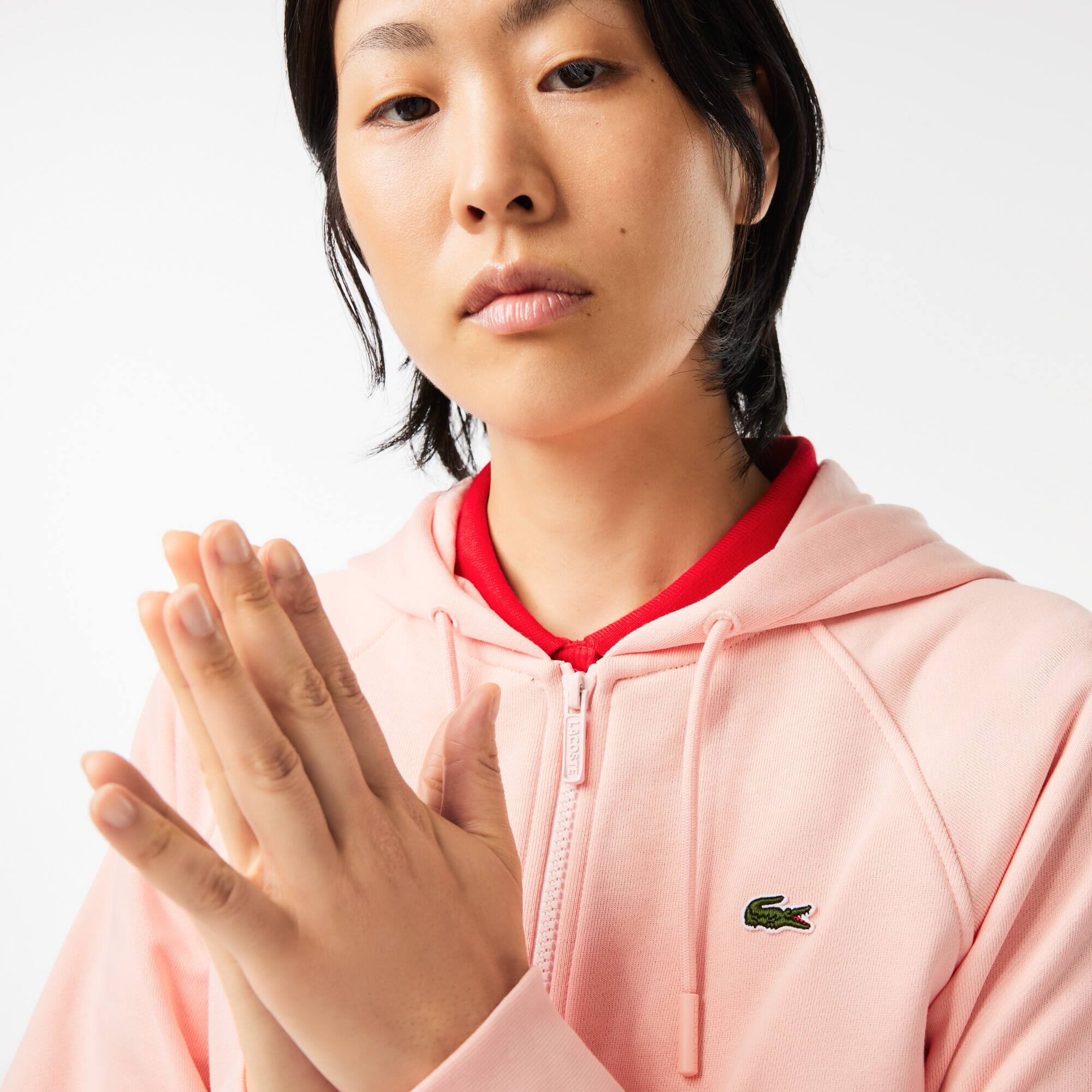 Damen LACOSTE Jogger-Sweatshirt mit Kapuze aus Bio-Fleece Sweatshirts - Rosa - Lacoste - Damen