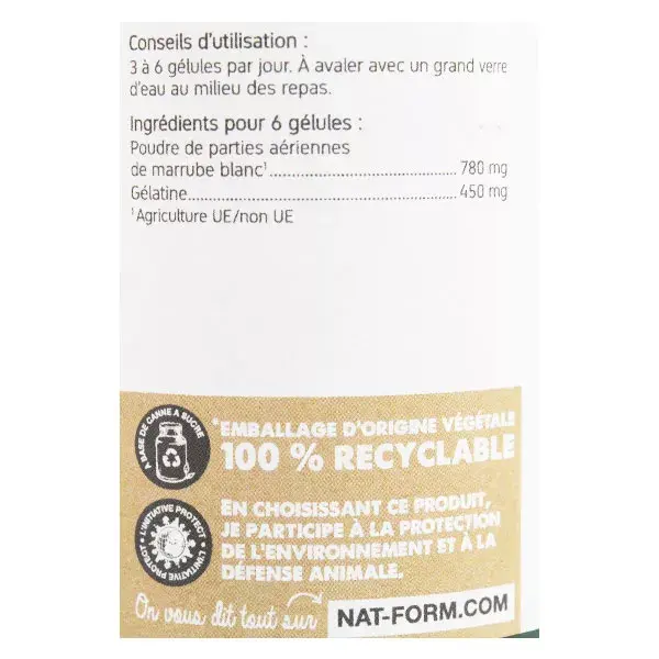 Nat & Form Original White Horehound 200 cápsulas