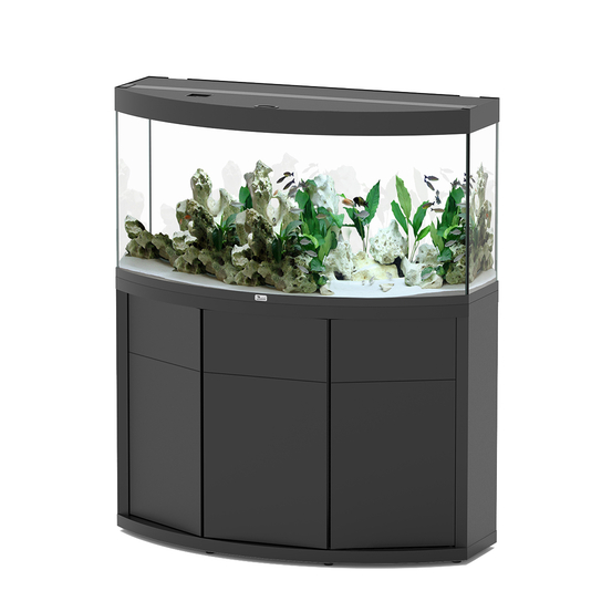 Aquarium et Meuble 3 portes Sublime Horizon Led Noir L120,4x P49cm