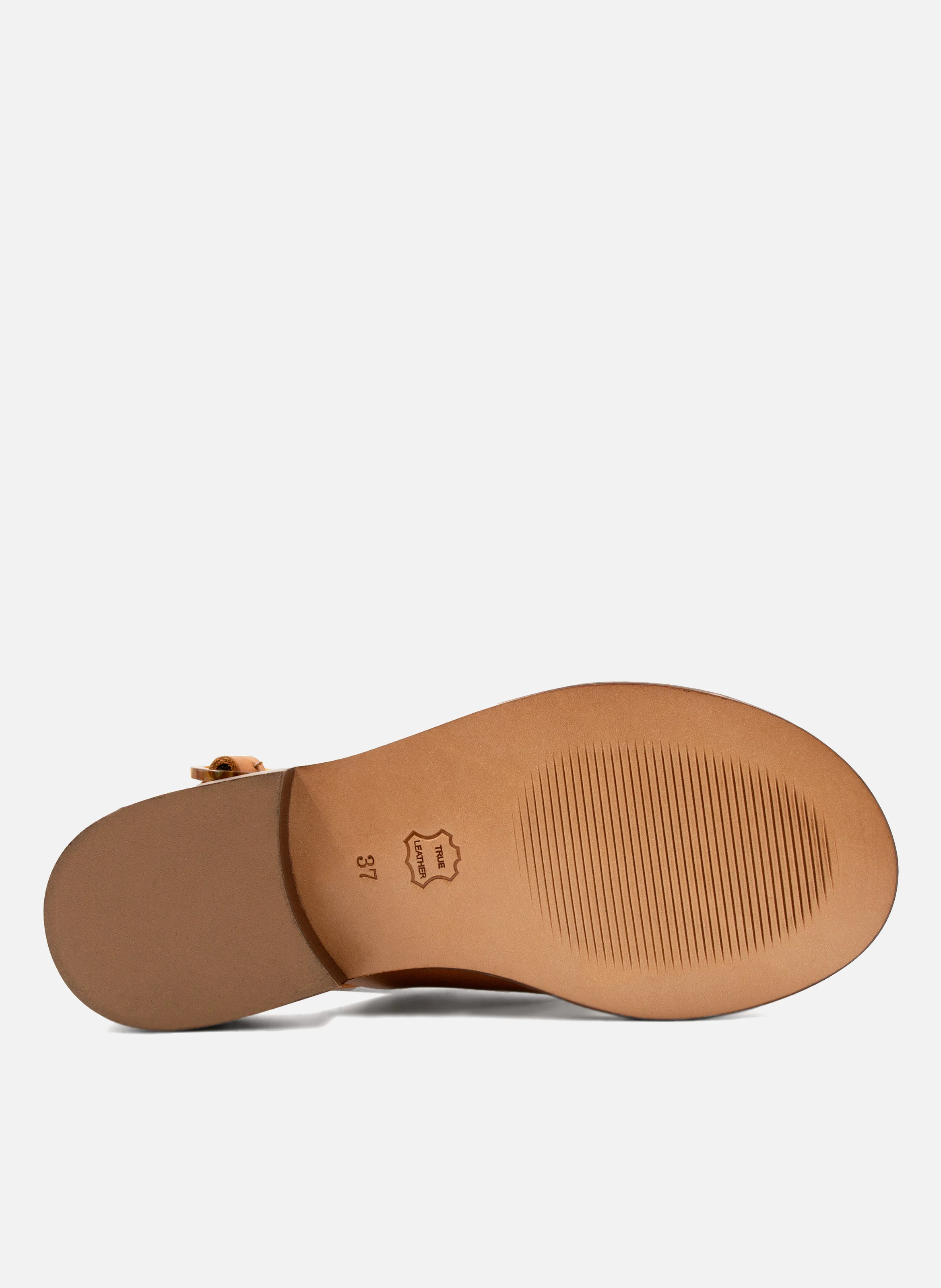 Sandales plates boucle écaille cuir lisse | Marron
