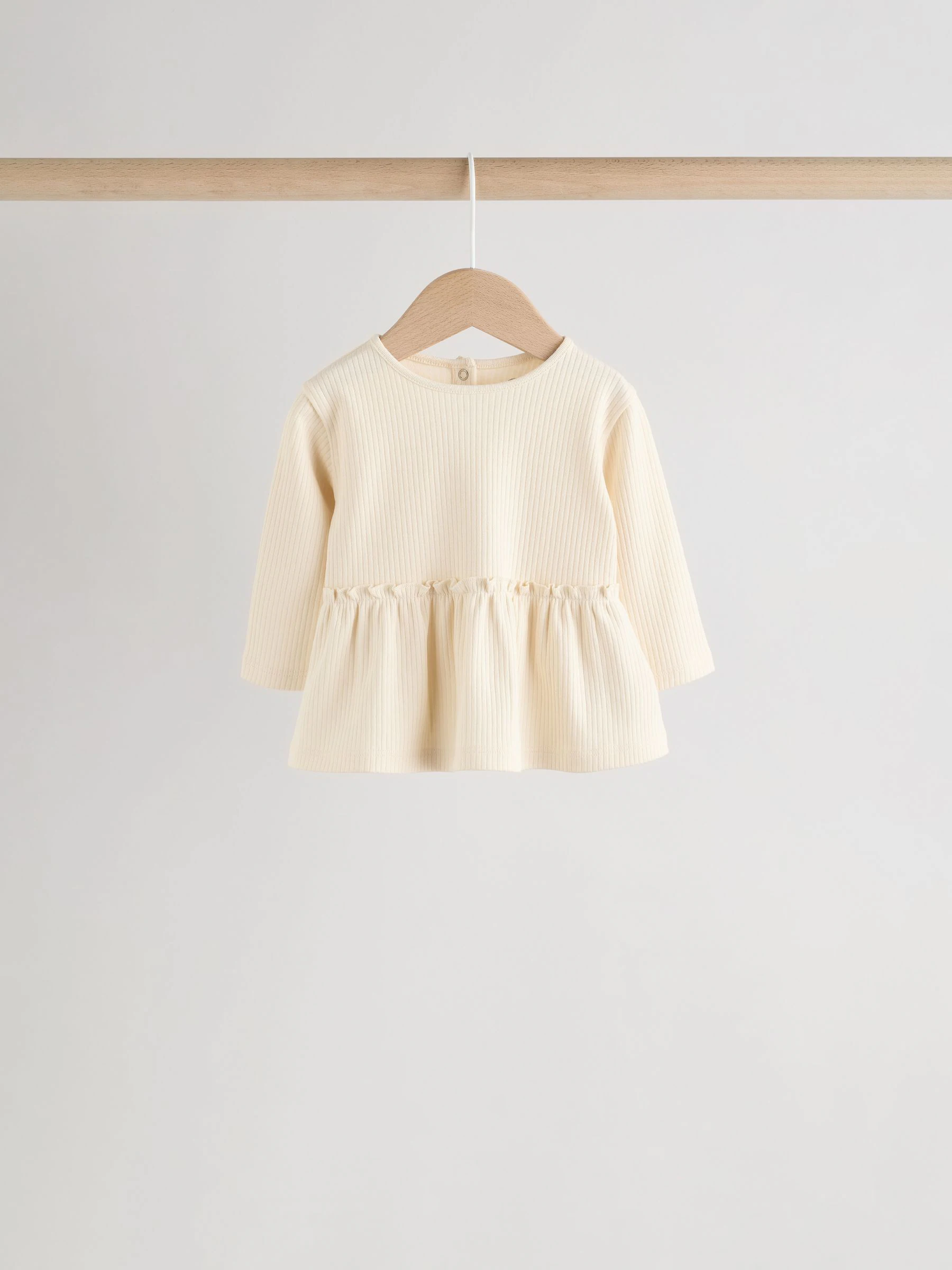 Roze - Baby Peplum Tops met Lange Mouwen 4 Pack (0mnd-2jr)