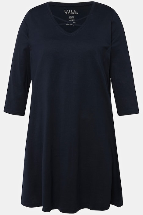 Longshirt, Zierbänder, A-Linie, V-Ausschnitt, 3/4-Arm
