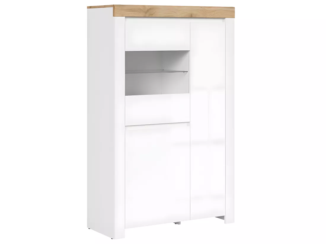 Vitrine 3 portes Hella Blanc et Bois