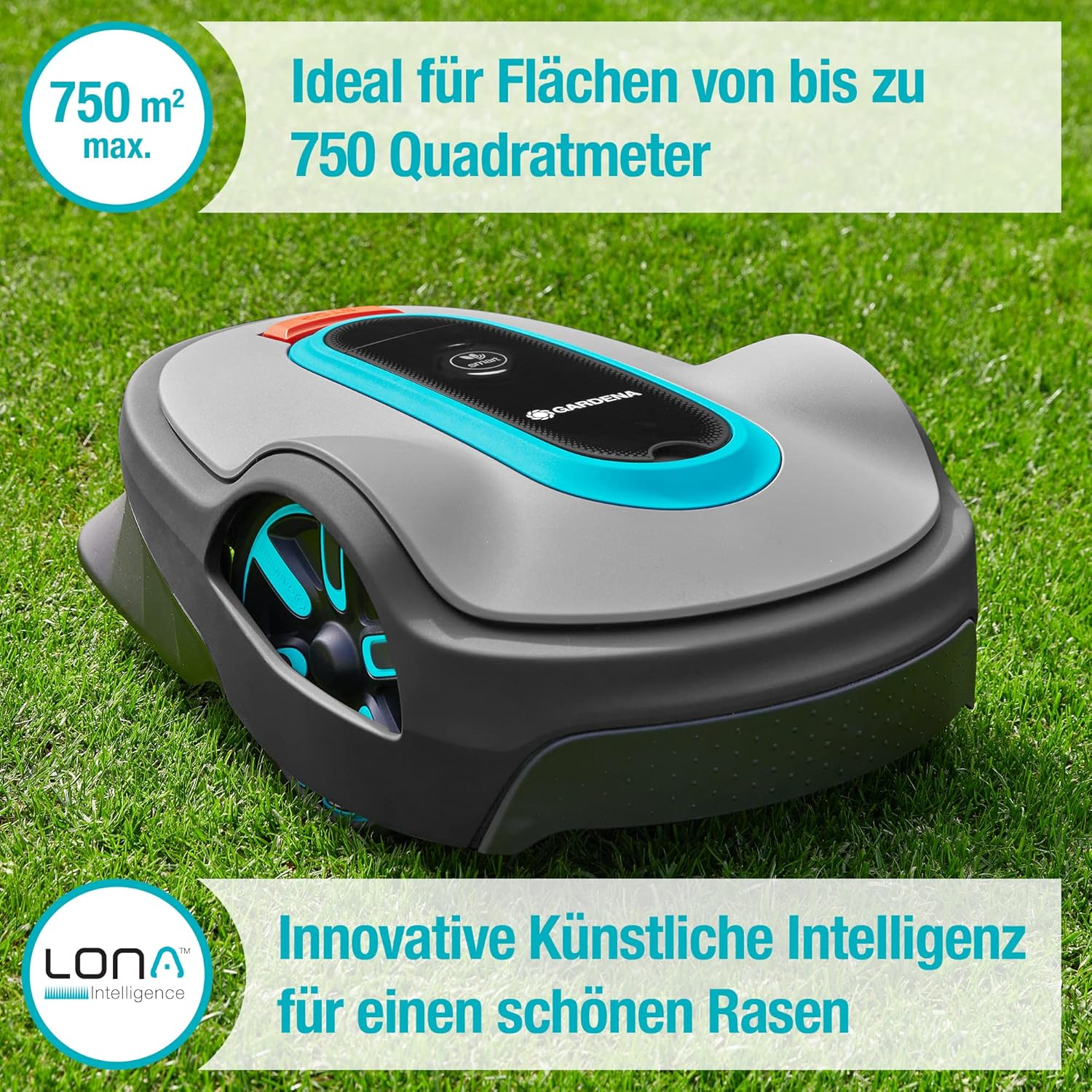 Gardena Mähroboter smart SILENO Life 750 m² Set: Innovative LONA AI-Technologie, Steuerung per App, SensorControl, für Steigungen bis zu 35 Prozent, inkl. smart Gateway, DE-Version (19701-60)