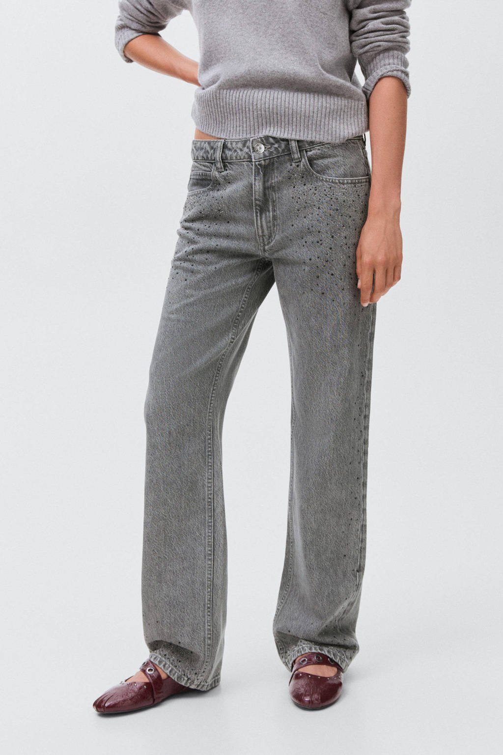 MANGO TEEN straight leg jeans grey denim