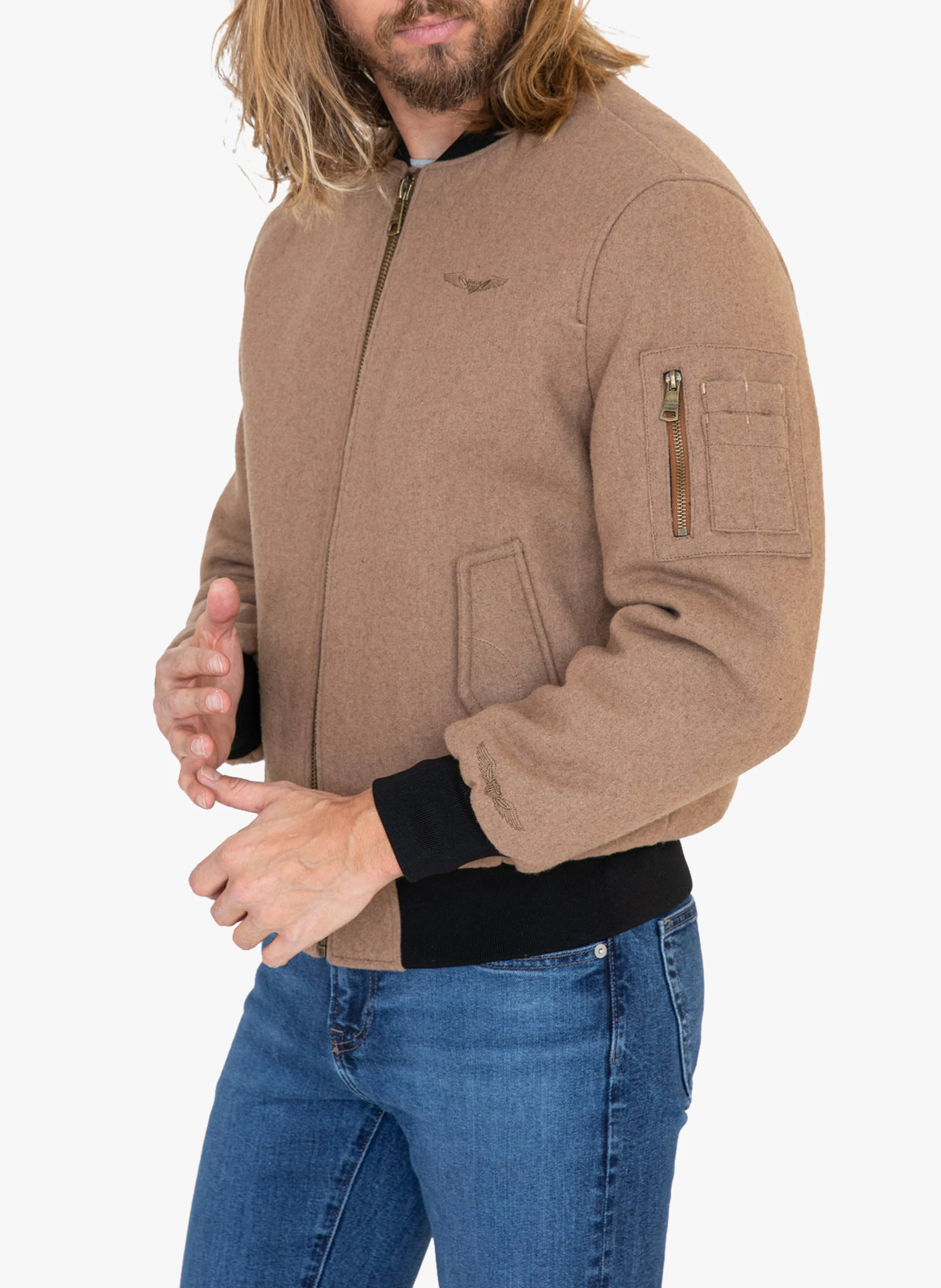 TRACK - Bomber en laine mélangée | Beige