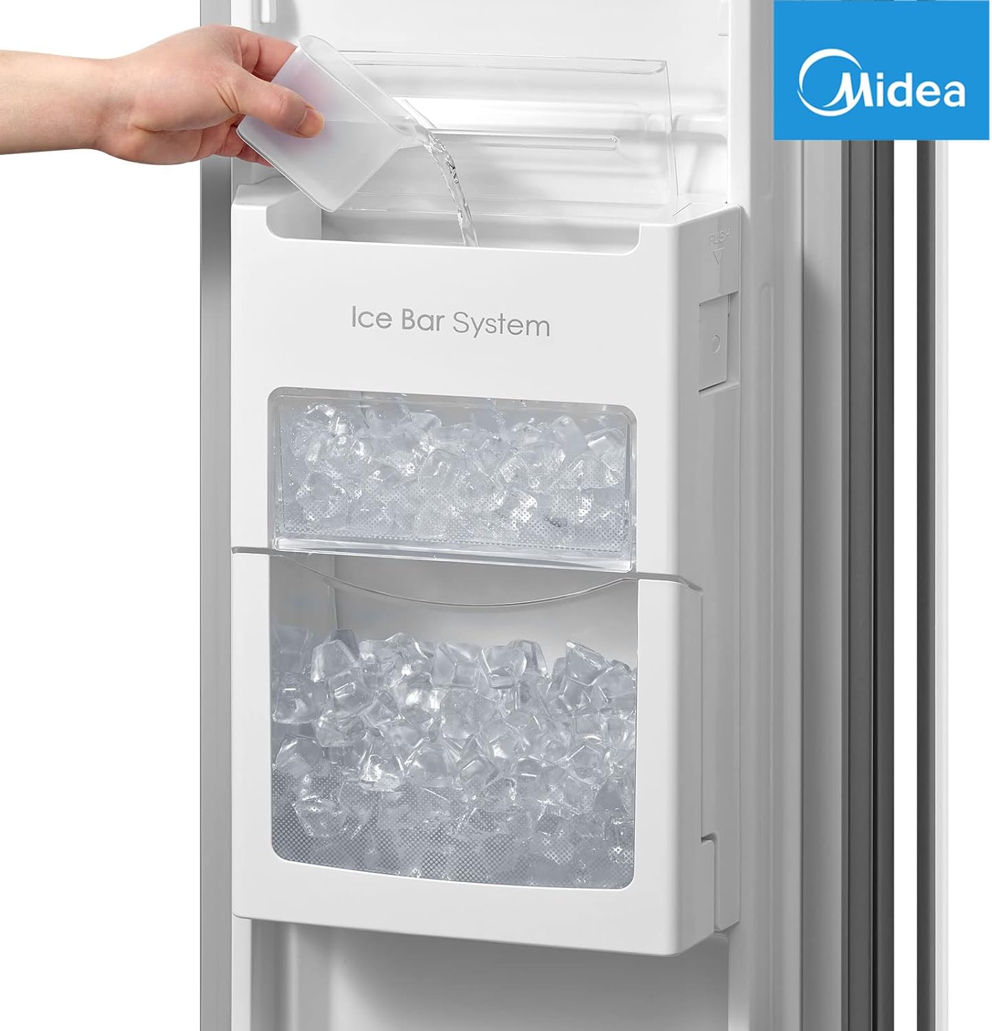 Midea MERS530FGD02 Side-by-Side Kühl-/Gefrierkombination/NoFrost/Inverter Technologie/Indoor Ice Bar/Twin Control/176,5 cm Höhe/335 L Kühlen/197 L Gefrieren/256 kWh/Jahr