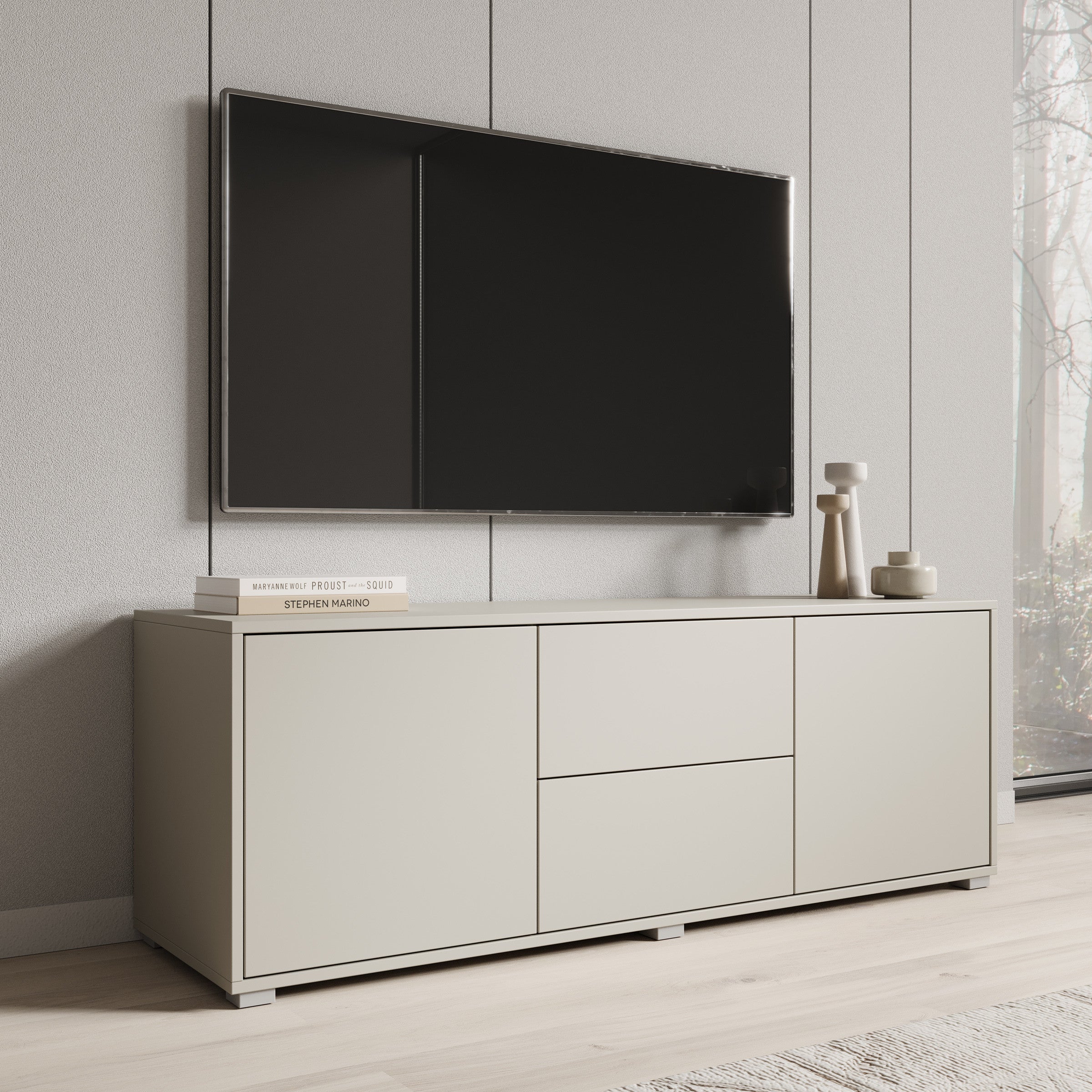 Gideon - TV-Meubel - Beige - 141x41x50 cm