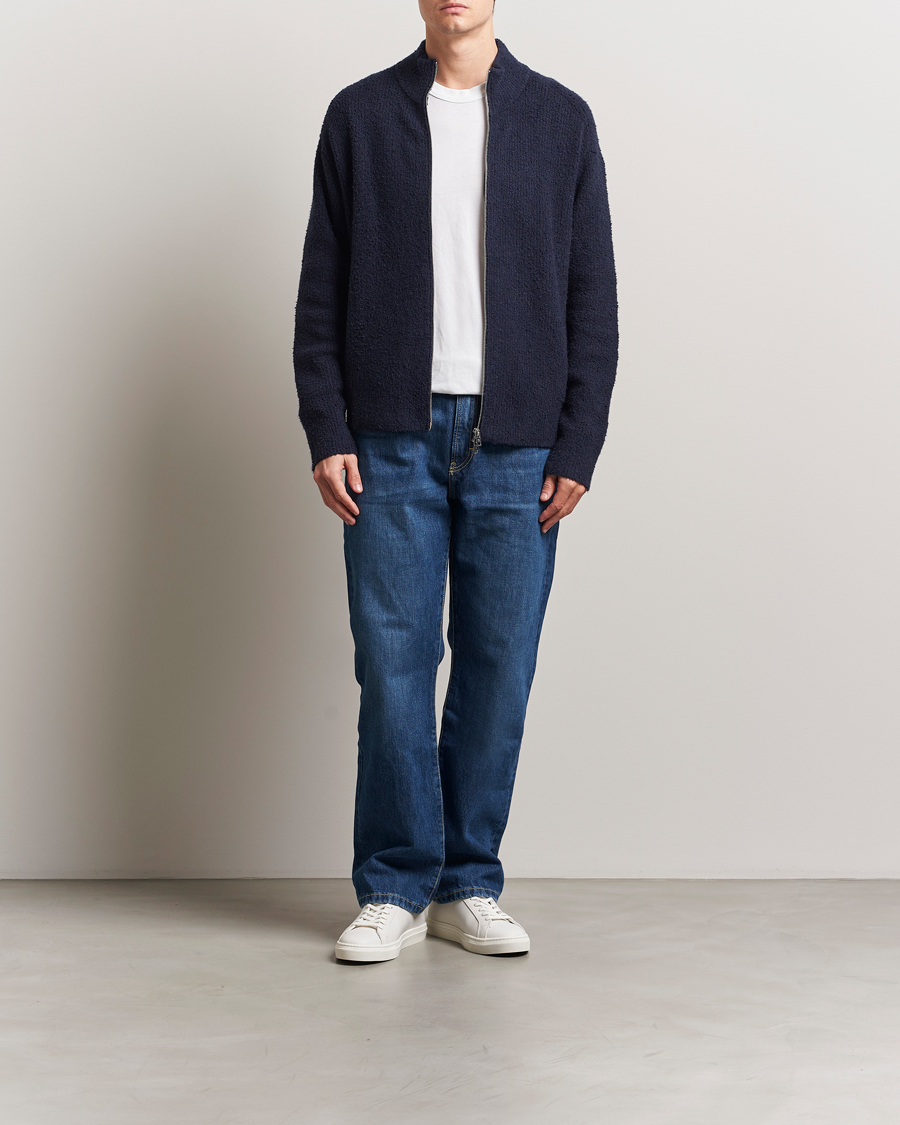 Filippa K Bouclé Knitted Full Zip Navy