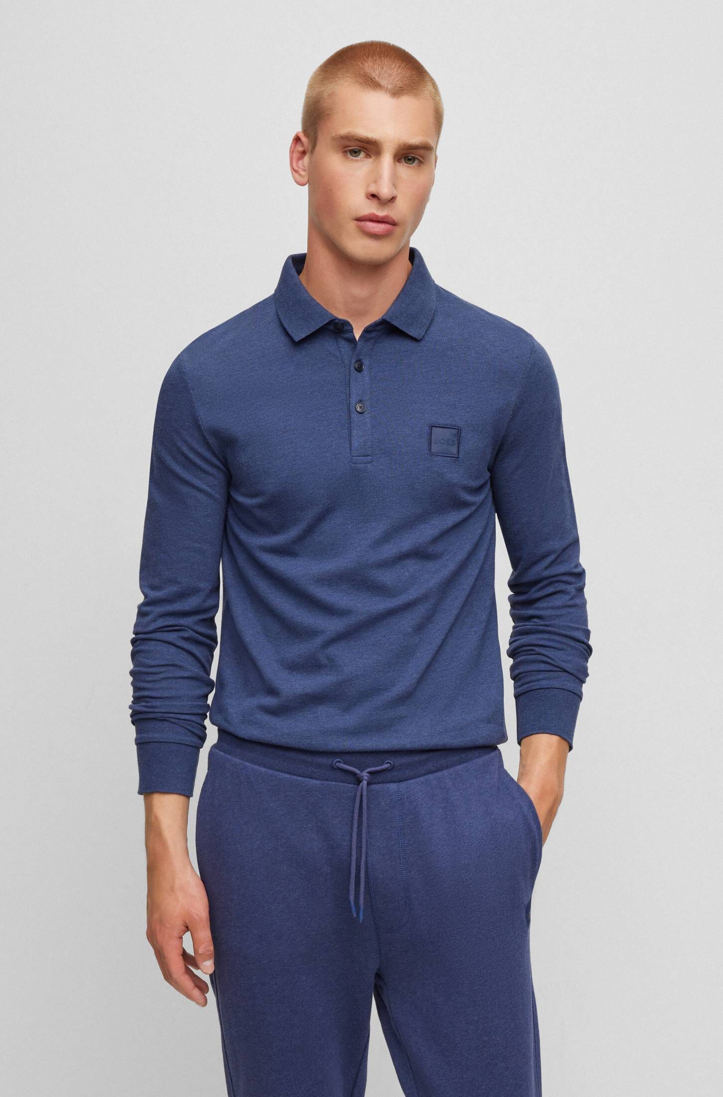BOSS| Herren Poloshirt PASSERBY Slim Fit Langarm