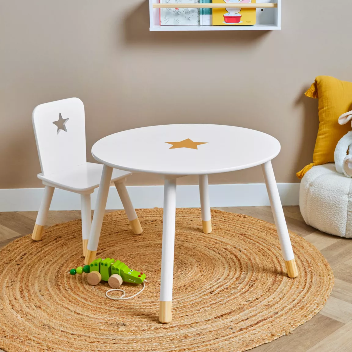 Table enfant bois (H44 cm) Stars Blanche