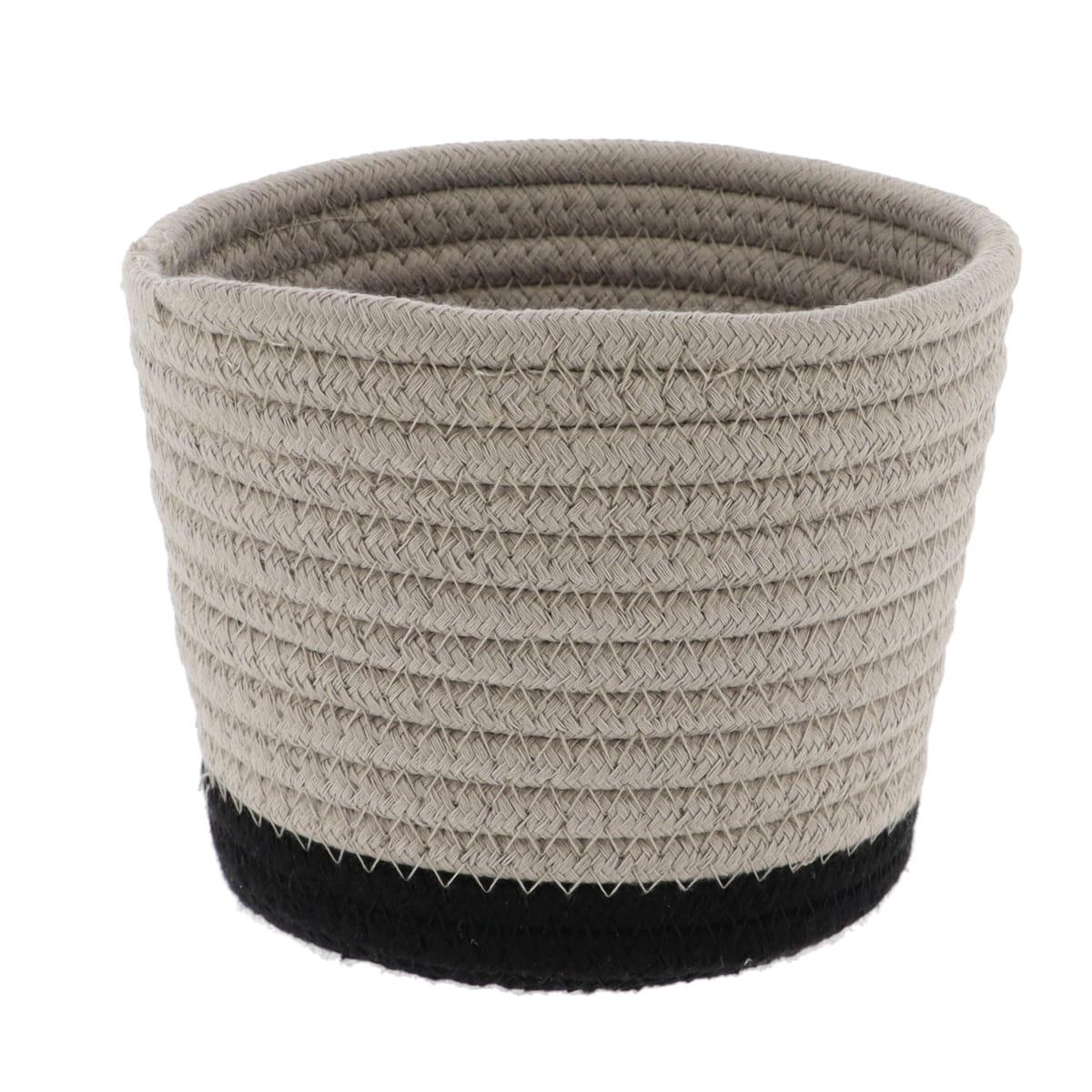 PANIER ROND COTON FICELLE NOIR D.15X12CM