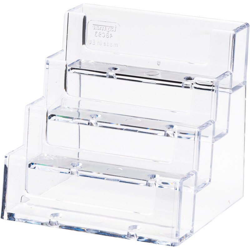 Porte carte de visite 4 cases 9,5 x 10 x 10 cm transparent