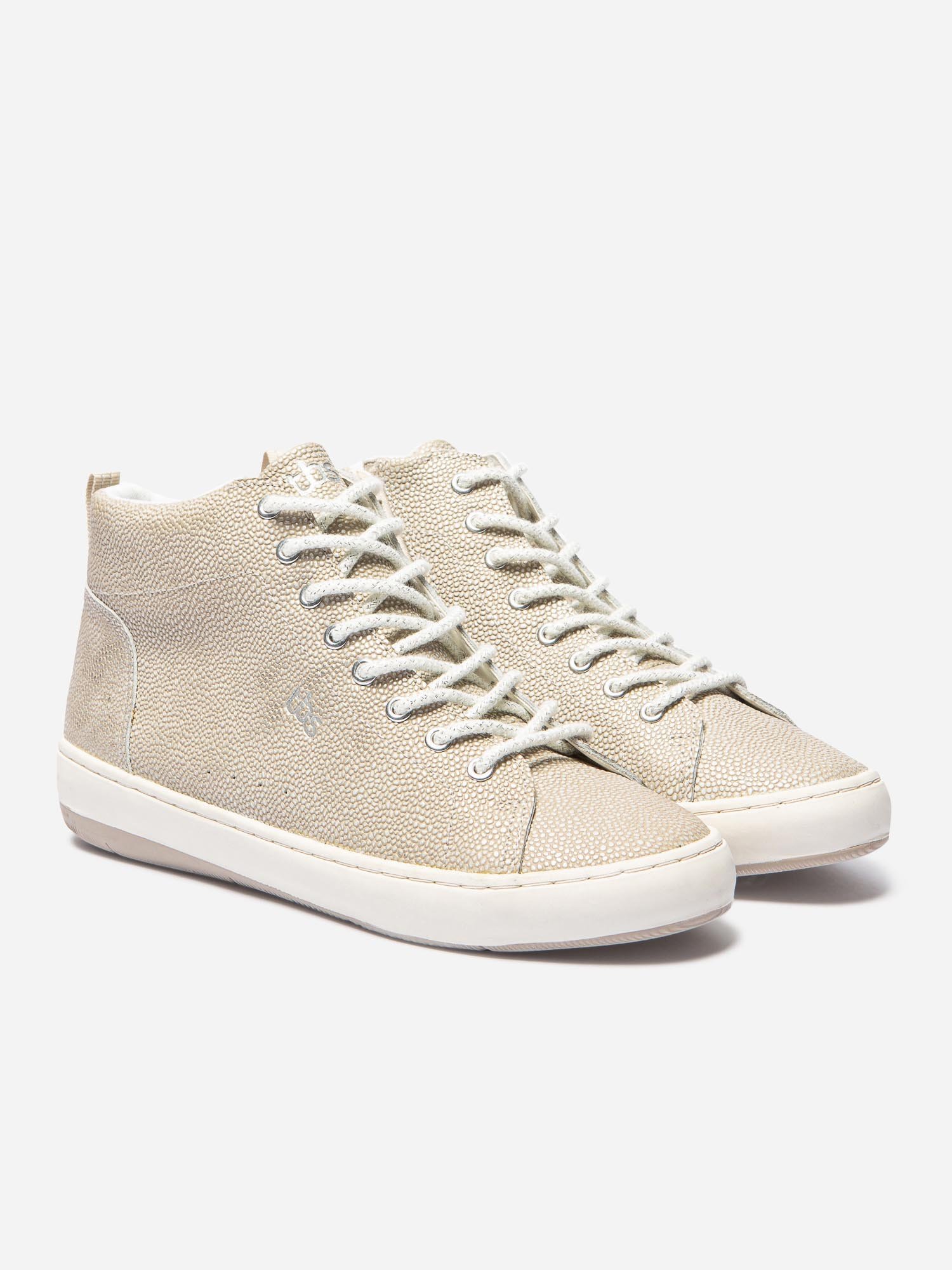 Baskets Montantes Femme Confort Cuir Beige