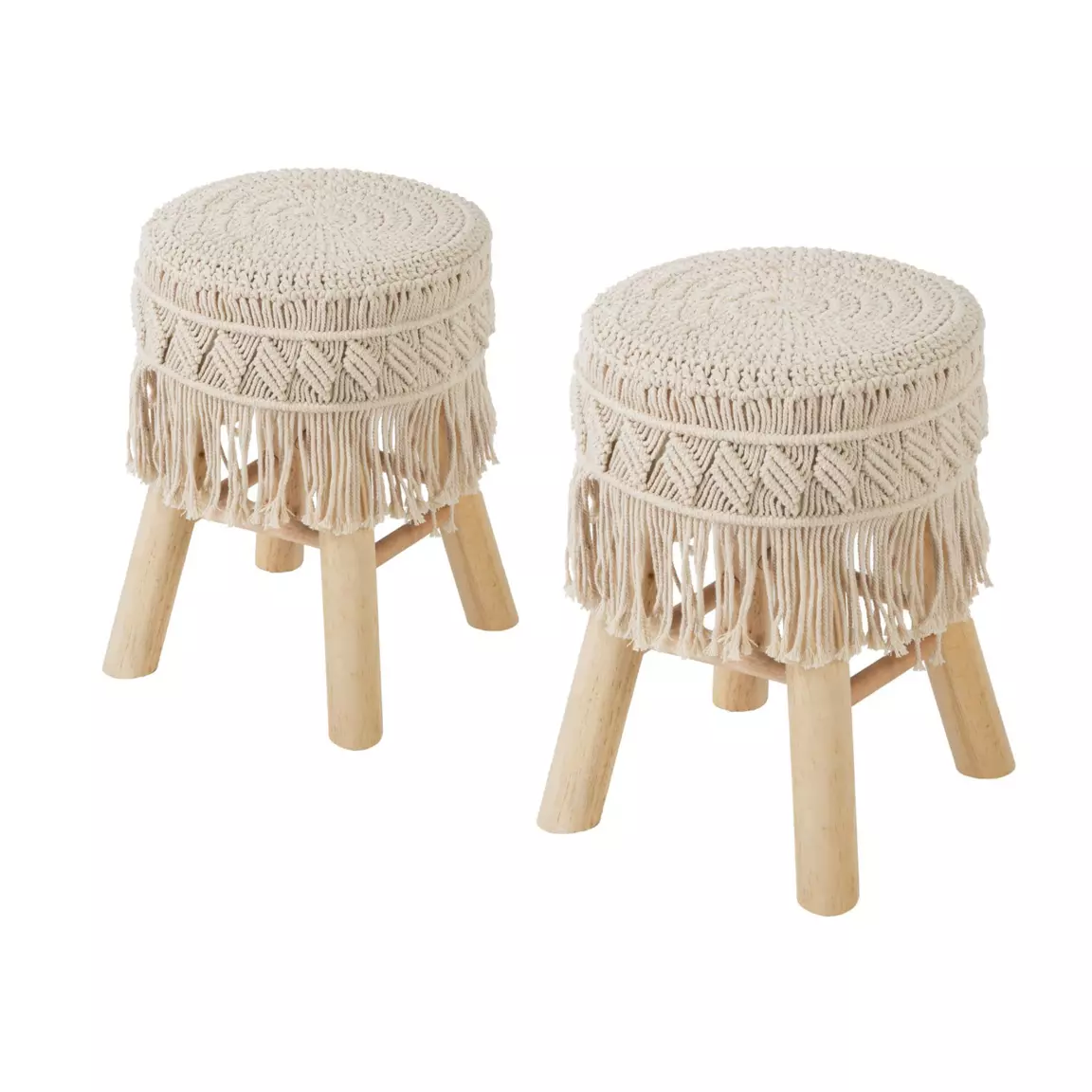 Lot de 2 tabourets (H42 cm) Macrame Eté Beige