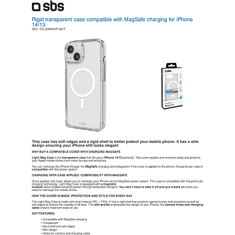 SBS iPhone 14 cover - Transparent