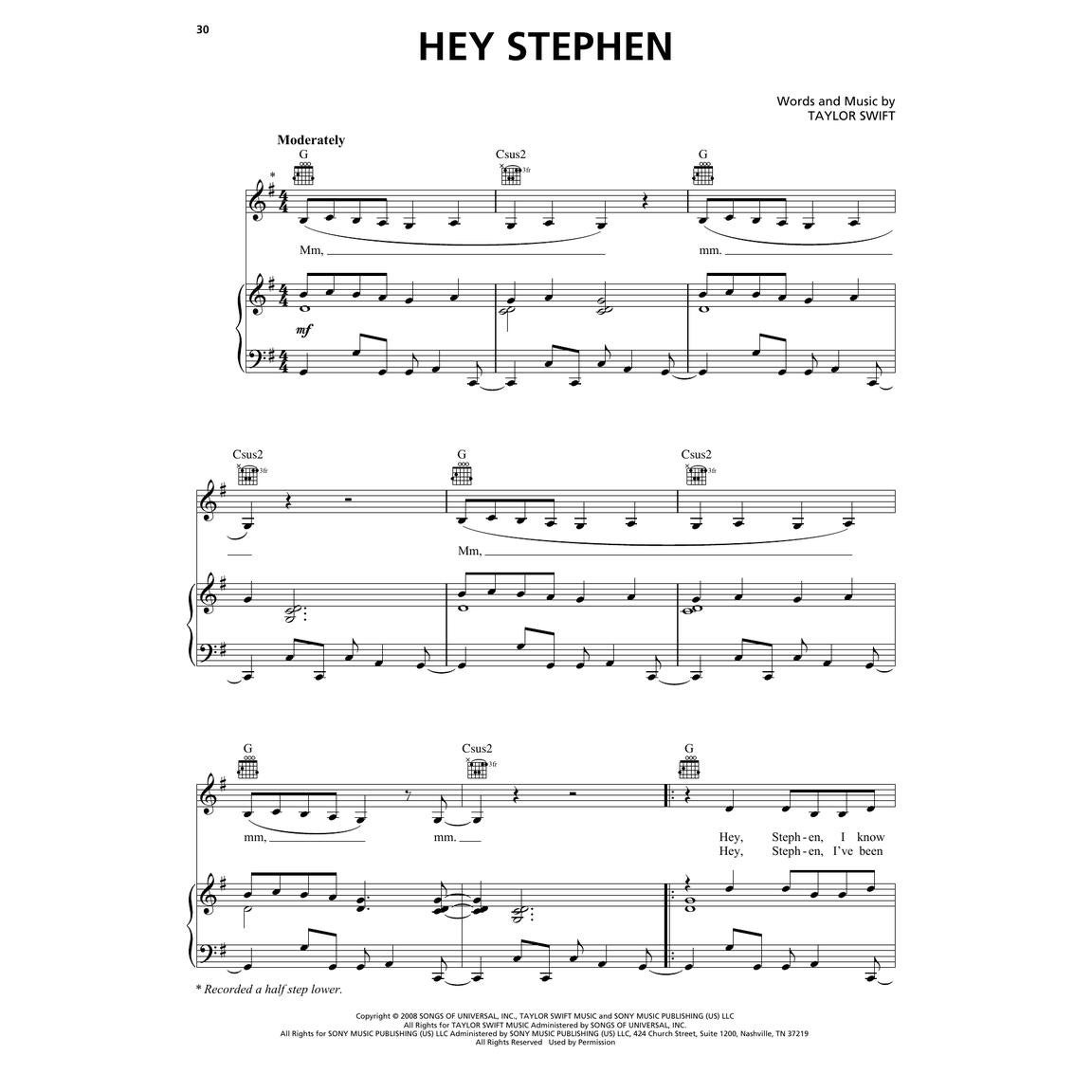 Hal Leonard Taylor Swift Fearless (Taylor's Version) voor piano, zang en gitaar