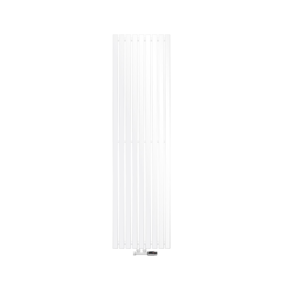 ECD Germany Stella Design Paneelradiator, Middenaansluiting, 480x1800 mm, Wit, met Aansluitset, Thermostaat, Universeel, Hoek- en Doorloopvorm, Vlak, Enkellaags, Verticale Radiator, Badkamerradiator, Verwarming