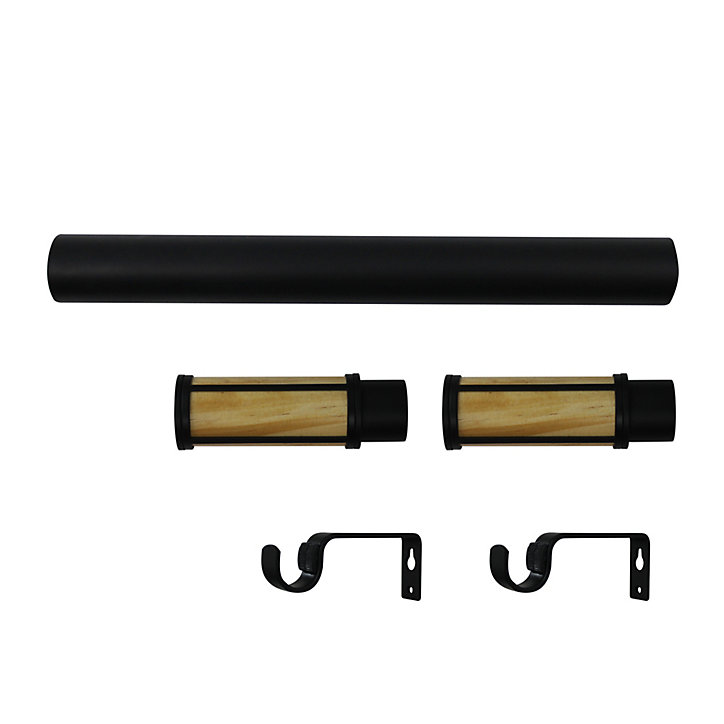 Barre à rideaux GoodHome Asian Stick métal mat noir Ø16/19mm x L.120/210 cm