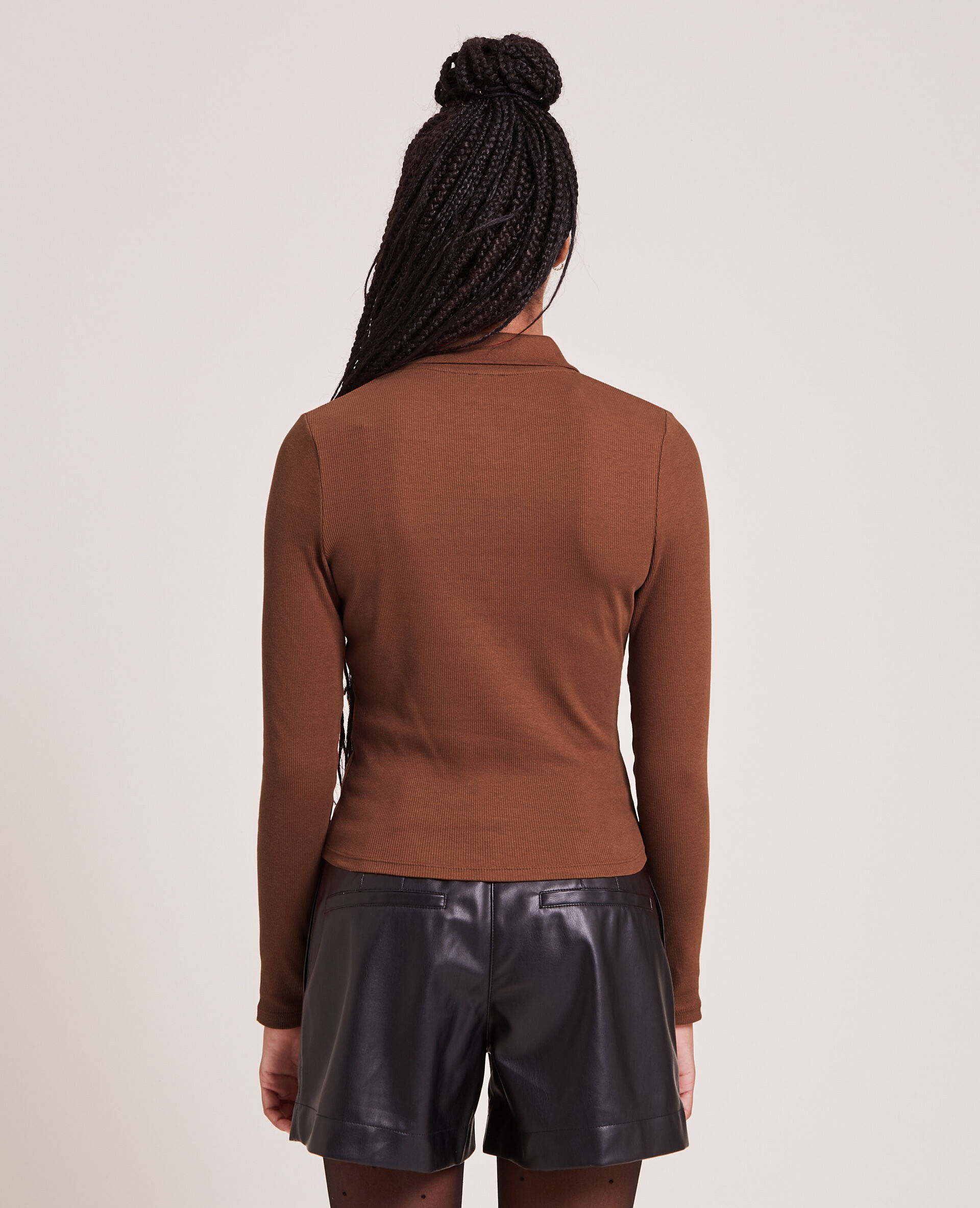 Top manches longues col polo - Orange