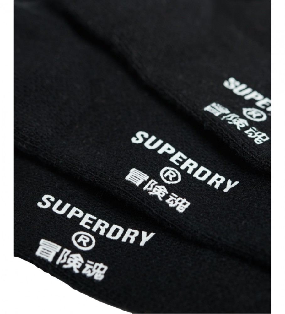 Pacote de meias esportivas pretas de algodão orgânico da Superdry